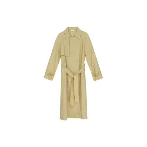 INSISFEMME Trench Coats Women's Oil Painting Yellow