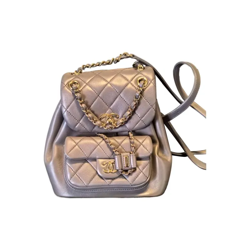 CHANEL Duma Sheepskin Backpack Women's Silver-0