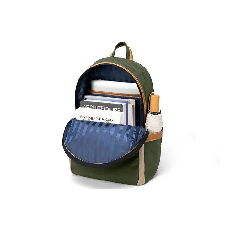 MashaLanti Synthetic Leather Backpack Laptop Bag Backpack Regular Unisex Green And Orange-6