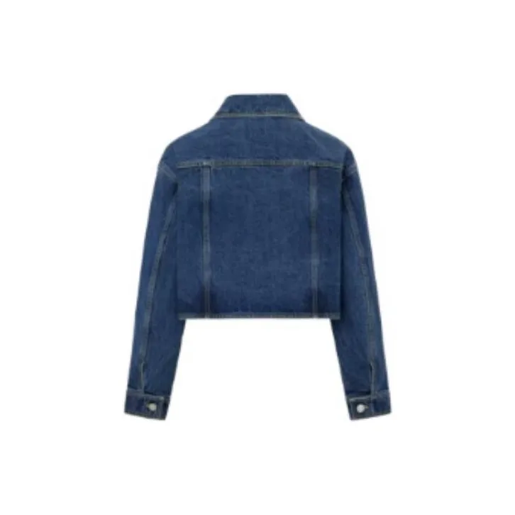 CARVEN FW23 Lapel Fitted Straight Long-Sleeved Denim Jacket Women's Denim Blue-1