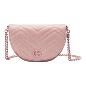 GUCCI Marmont Leather Shoulder Bag Crossbody Bag Mini Women's Pink
