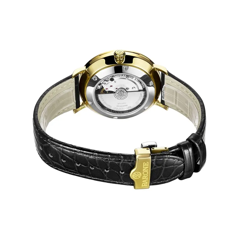 RARONE Master Collection Elegance Mechanical Movement Genuine Leather Strap Watch Men's Watches White Dial-2