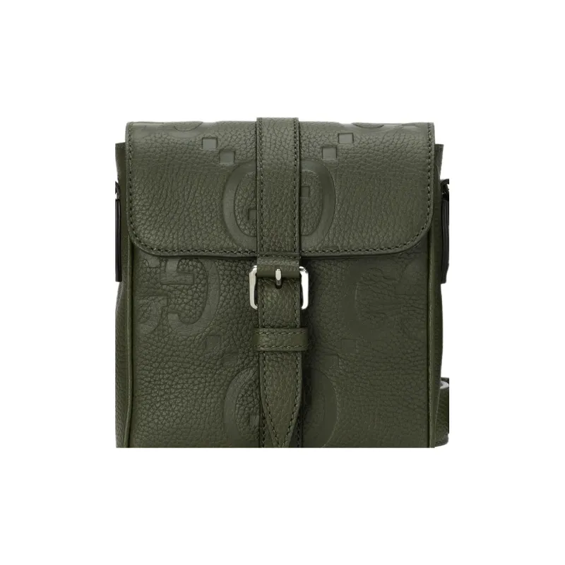 GUCCI Leather Messenger Bag Shoulder Bag Crossbody Bag Small Size Men's Dark Green-7
