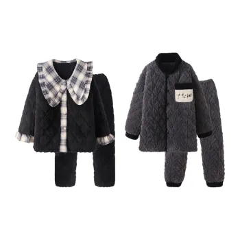 Chun Xi Pajama Set Unisex Scottish Black Twilight Gray