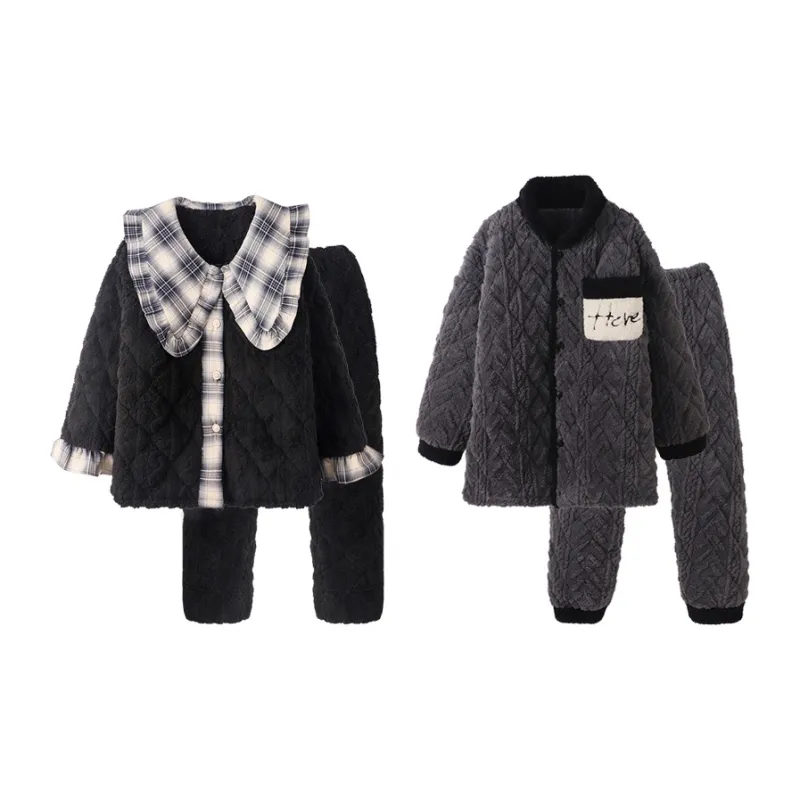 Chun Xi Pajama Set Unisex Scottish Black Twilight Gray-0
