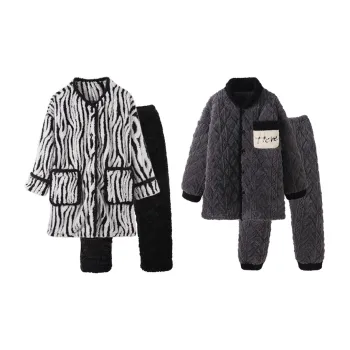 Chun Xi Pajama Set Unisex Zebra Print Cloudy Gray