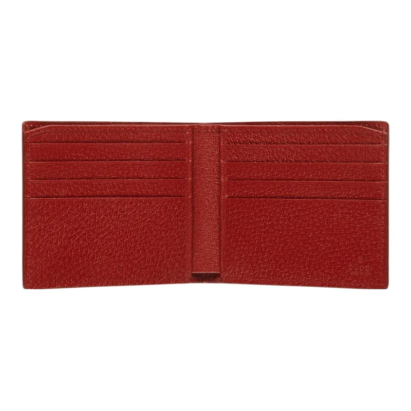 GUCCI Canvas With Leather Trim Wallet Regular Men's Red & Beige-4