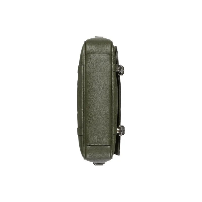 GUCCI Leather Messenger Bag Shoulder Bag Crossbody Bag Medium Size Men's Dark Green-6