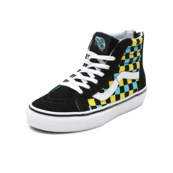 Sk8 Vans  Hi Zip Kids 'Neon Glow Checkerboard'