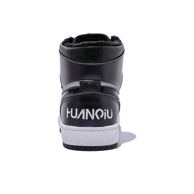 HUANQIU Mid Top Skateboard Shoes Women's Black Gray Color-3