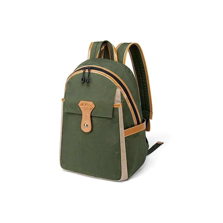 MashaLanti Synthetic Leather Backpack Laptop Bag Backpack Regular Unisex Green And Orange-2
