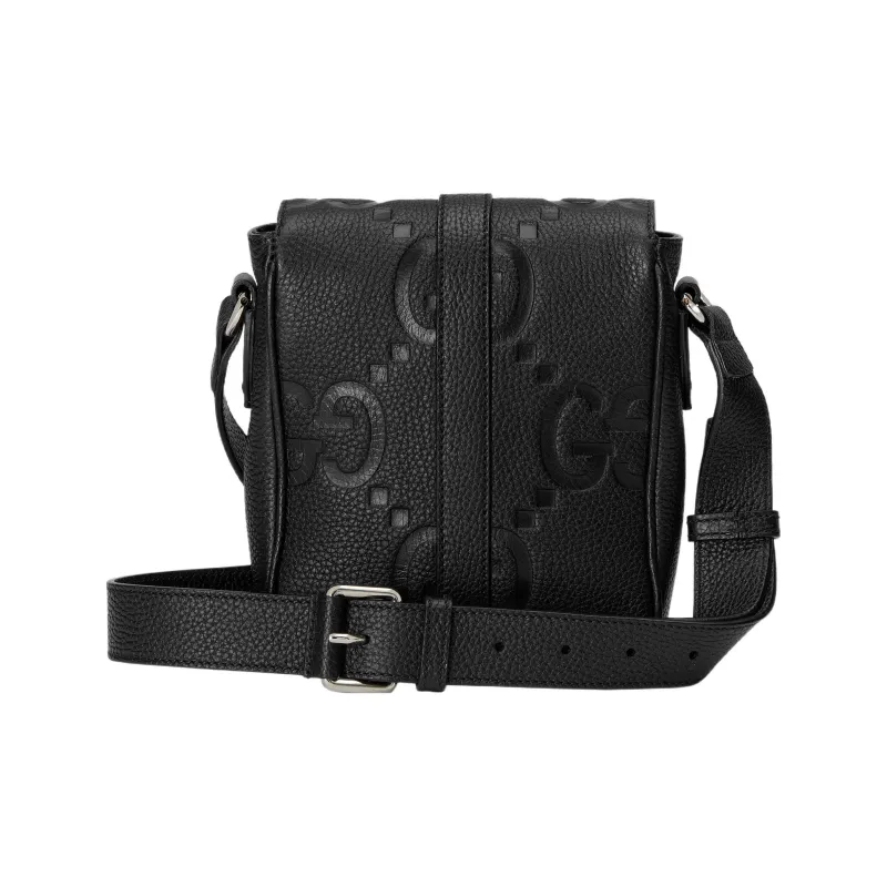 GUCCI Leather Messenger Bag Shoulder Bag Crossbody Bag Small Size Men's Black-3
