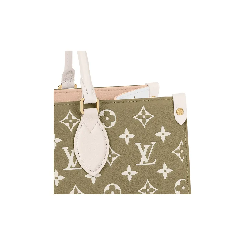 LOUIS VUITTON Onthego Mm Khaki Green/Beige/Cream-6