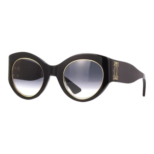 CARTIER Acetate Irregular Shape Sunglasses Women's Black