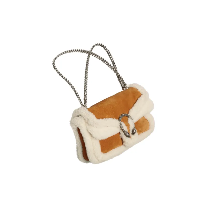 GUCCI Dionysus Suede And Shearling Crossbody Bag Shoulder Bag Women's Light Brown-1