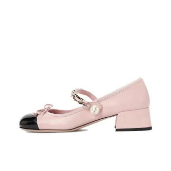 MIU MIU Chunky Heel Mary Jane Shoes 4cm Women's Pink