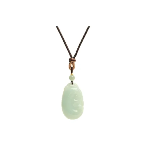 Artisan Lock Heart Jade Glutinous Jade Jadeite Necklaces Unisex