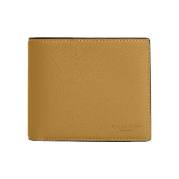 COACH 3 IN 1 Wallet Litchi Grain Cow Leather Money Clip Card Holder Wallet Men's Umber