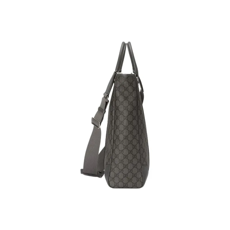 GUCCI Ophidia Canvas With Leather Tote Bag, Shopping Bag, Handbag Men's Gray Black-2