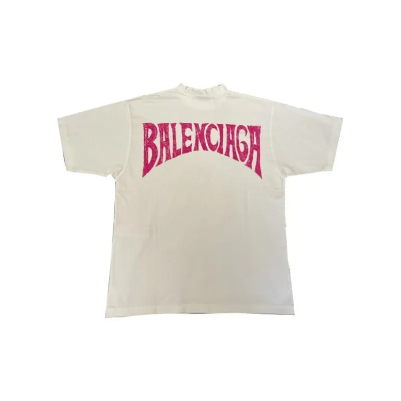 Balenciaga Paris Tropical T Shirt Medium Fit White/Pink-3