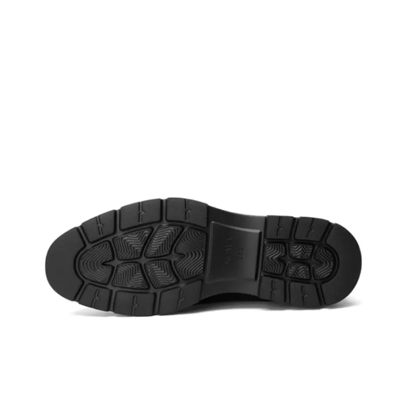 CROWN Dress Shoes Men's Black One Yard Larger-4