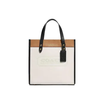 COACH Field Leather Tote Bag Shopping Bag Shoulder Bag Crossbody Bag Handbag Small Size Women's White Brown