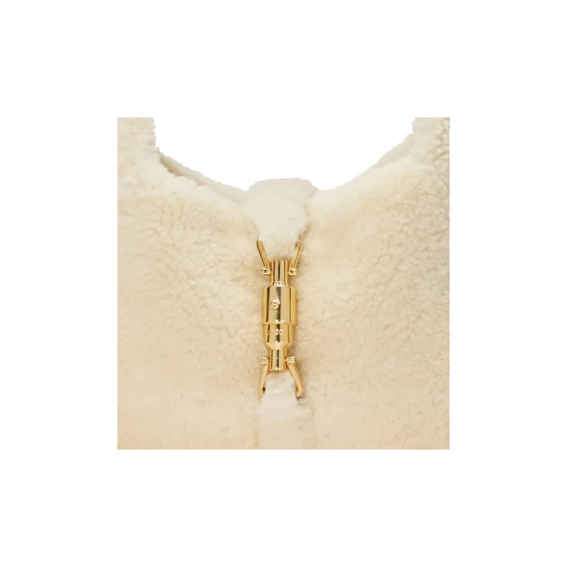 GUCCI Jackie 1961 Shearling Crescent Bag, Shoulder Bag, Handbag, Shoulder Bag Trumpets Women's White-9