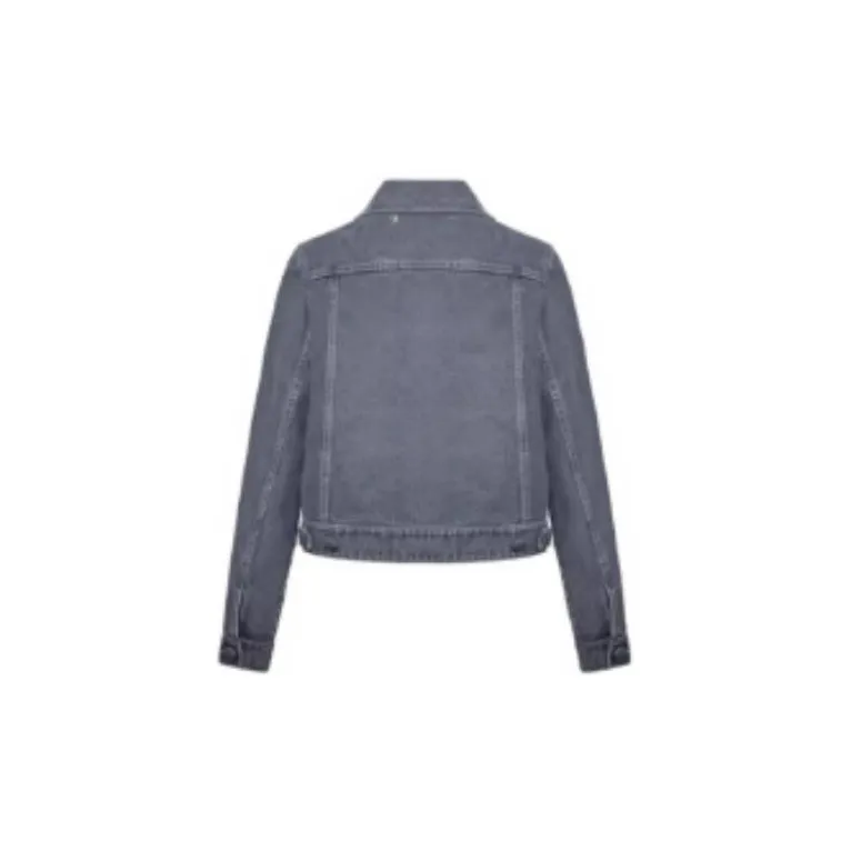 CARVEN SS23 Lapel Fitted Straight Long-Sleeved Denim Jacket Women's Gray-1
