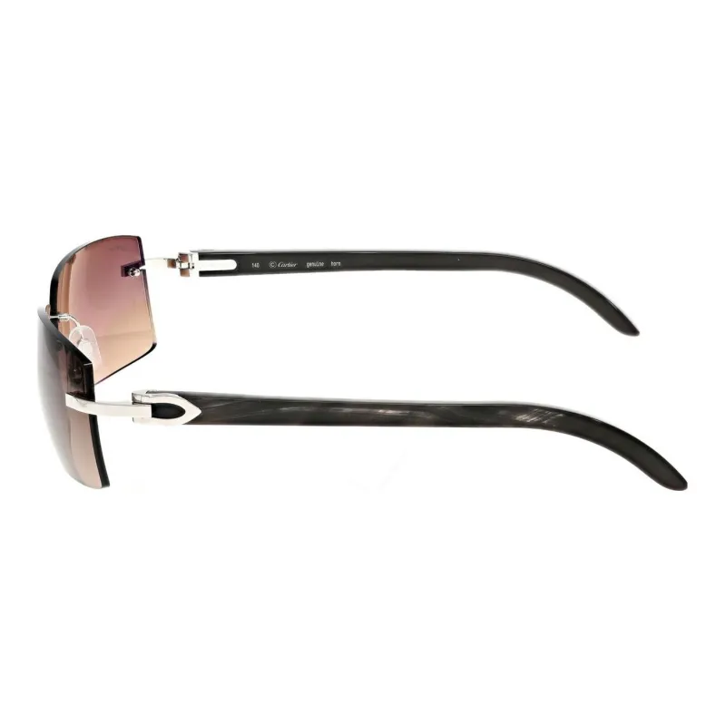 CARTIER Acetate Metal Rectangular Sunglasses Men's Black-1