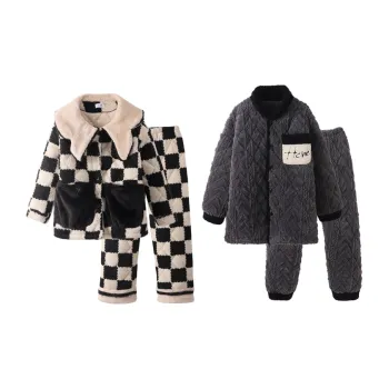 Chun Xi Pajama Set Unisex Black White Plaid Cloudy Gray