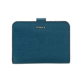 Furla Babylon Embossed Calfskin Wallet Small Size Women's Blue