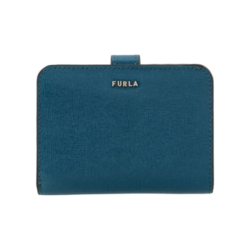 Furla Babylon Embossed Calfskin Wallet Small Size Women's Blue-0