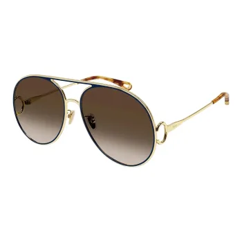 Chloe Metal Aviator Sunglasses Men's Gold