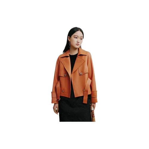 PSALTER Leather Jackets Women's Amber Orange