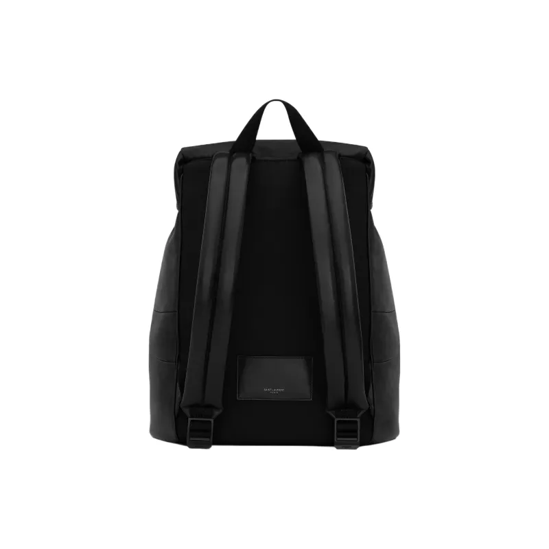 SAINT LAURENT Sheepskin With Fabric Backpack Men's Black-2