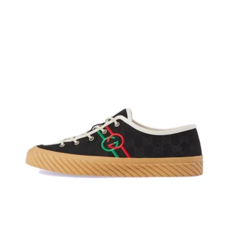 GUCCI Interlocking Low Top Skateboard Shoes Men's Black-0