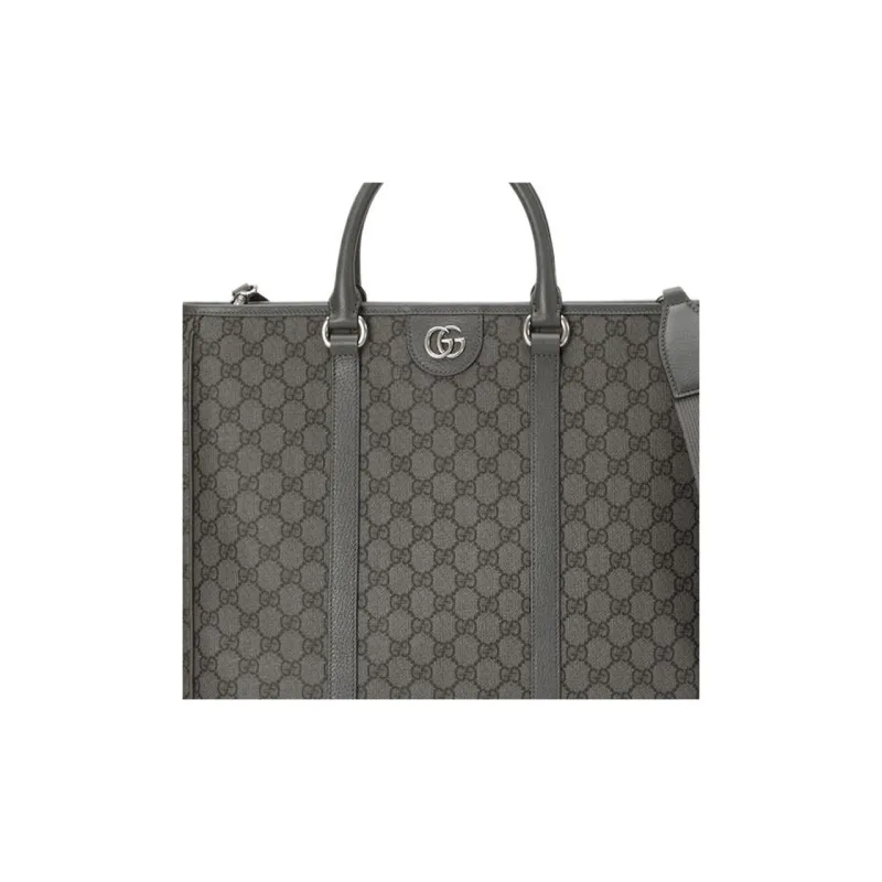 GUCCI Ophidia Canvas With Leather Tote Bag, Shopping Bag, Handbag Men's Gray Black-7