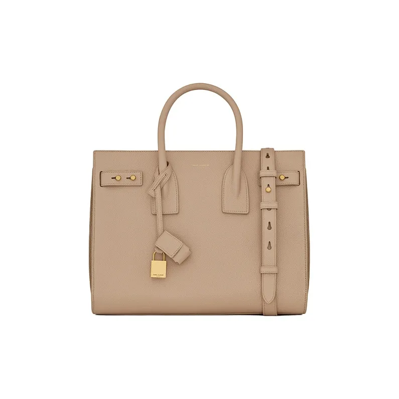 SAINT LAURENT SAC DE JOUR Calfskin Handbag Small Size Women's Dark Beige-0