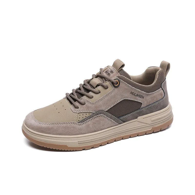 Mulinsen MULINSEN Cushioning Moisture-Wicking Height Increasing Lightweight Breathable Low-Top Casual Shoes Men's Khaki-7