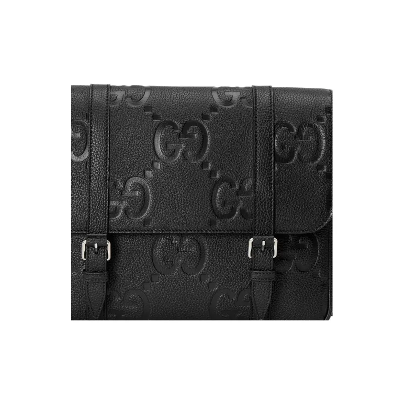 GUCCI Leather Messenger Bag Shoulder Bag Crossbody Bag Medium Size Men's Black-8