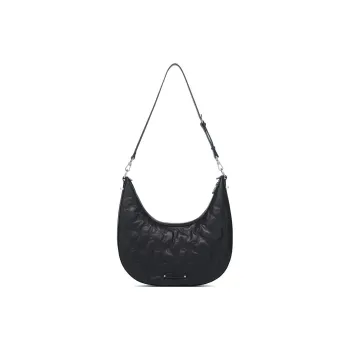 LI NING 1990 Classic Collection Cow Leather Crescent Bag, Shoulder Bag, Crossbody Bag Regular Women's Black