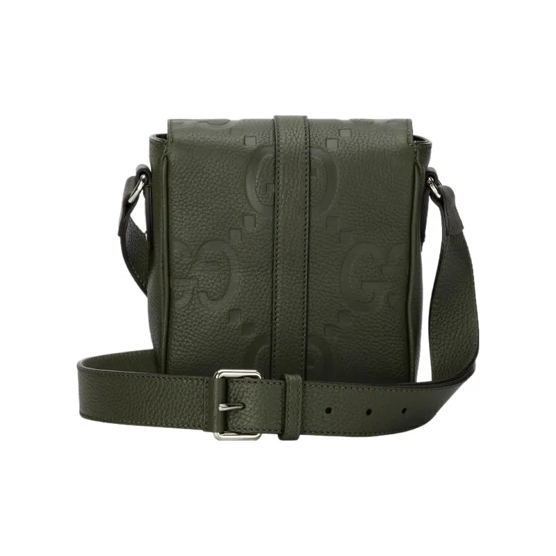 GUCCI Leather Messenger Bag Shoulder Bag Crossbody Bag Small Size Men's Dark Green-3