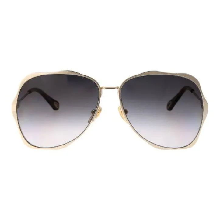 Chloe Metal Irregular Shape Sunglasses Men's Gold-1