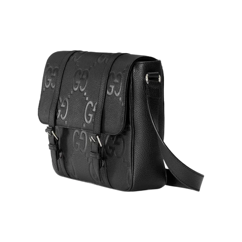 GUCCI Leather Messenger Bag Shoulder Bag Crossbody Bag Medium Size Men's Black-2