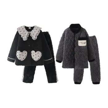 Chun Xi Pajama Set Unisex Print Black Gray Jar