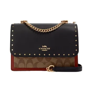 COACH Klare Leather Trunk Bag Shoulder Bag Crossbody Bag Small Size Women's Black & Brown