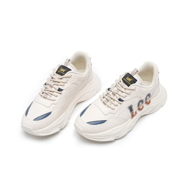 Lee Breathable Height Increasing Low Top Chunky Sneakers Women's White-3