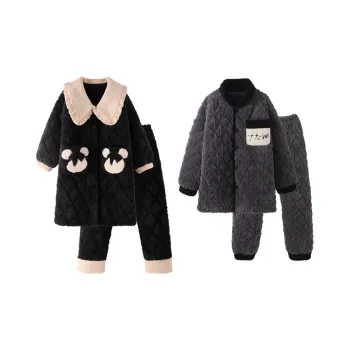Chun Xi Pajama Set Unisex Little Bear Black Cloudy Gray