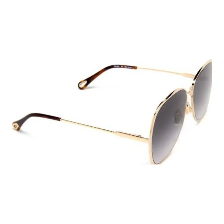 Chloe Metal Irregular Shape Sunglasses Men's Gold-3