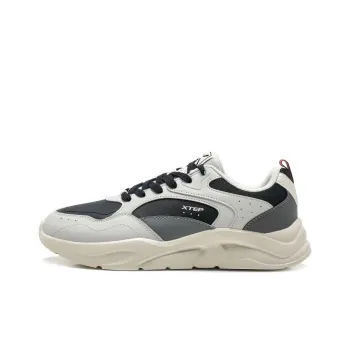 XTEP Cushioning Wear Resistant Low Top Casual Shoes Men's Dove Gray Black Smoke Gray
